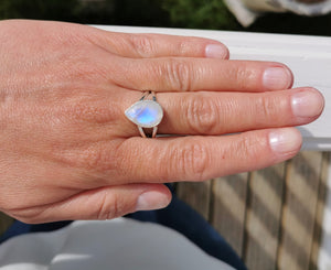 Dainty Moonstone Crystal Ring Size 8 8.5 Q R