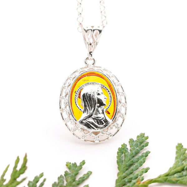 Virgin mary sterling silver on sale necklace