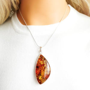 Unique Amber Pendant Minimalist Necklace