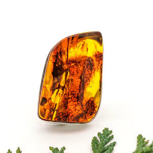 Chunky Large Amber Stone Unique Ring