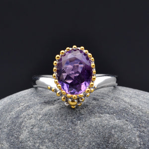 Dainty Amethyst Gold Promise Ring Size 5.5 6 L