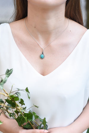 Turquoise in Boho Sterling Silver Necklace