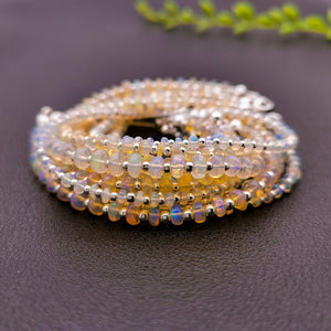 Opal Gemstone Dainty Minimalist Silver Bracelet