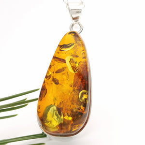 Simple Large Amber Teardrop Pendant Necklace