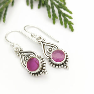 Birthstone Jewelry in Ruby Gemstone Dangle Earrings