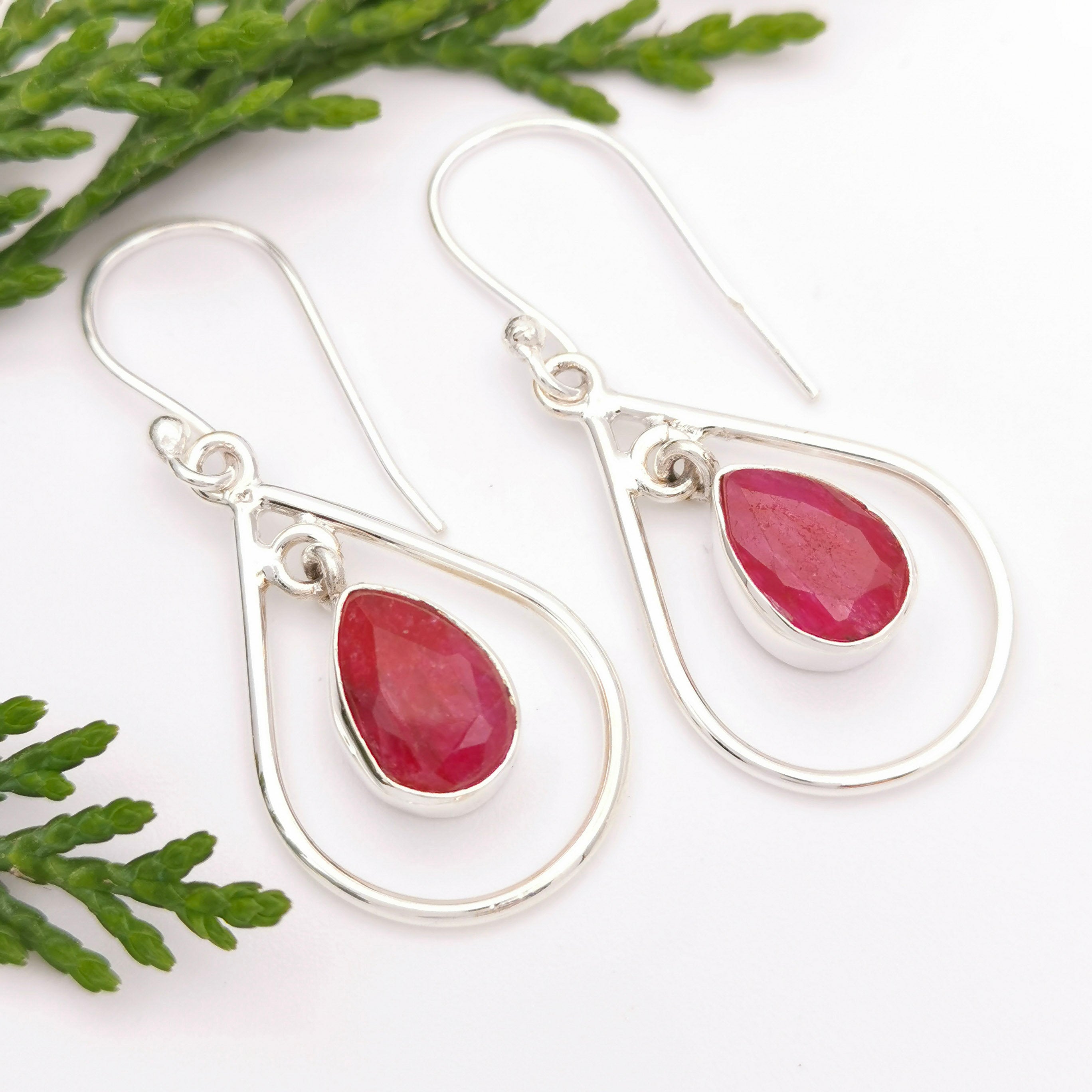 Statement Ruby Earrings Birthstone Jewellery - Polyanna