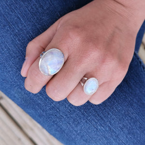 Simple Moonstone Crystal Ring Size M O Q