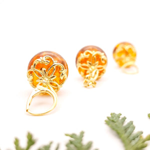 Baltic Amber in Unique Gold Jewellery Set