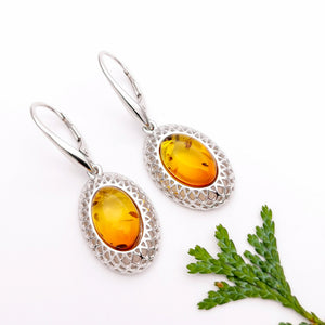 Statement Ombre Amber Stone Dangle Earrings