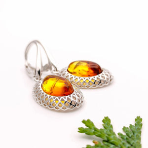 Statement Ombre Amber Stone Dangle Earrings