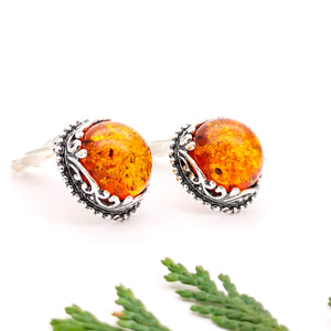 Vintage Statement Amber Clip On Earrings