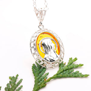 Unique Virgin Mary Silver Pendant Necklace