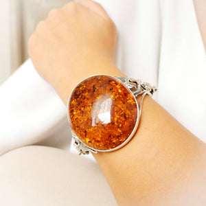 Gigantic Amber Wide Cuff Bangle Bracelet