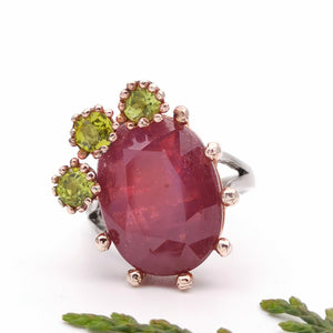 Unique Ruby Statement Mixed Metal Ring Size 6 M