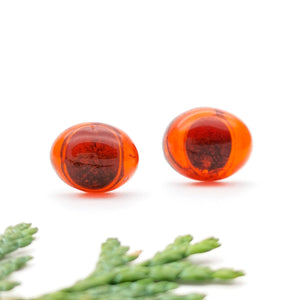 Baltic Red Cherry Amber Silver Stud Earrings