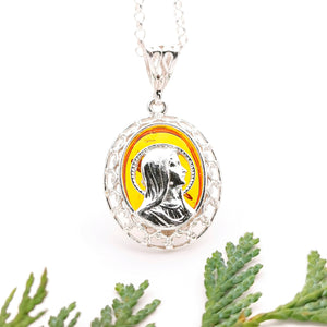 Unique Virgin Mary Silver Pendant Necklace