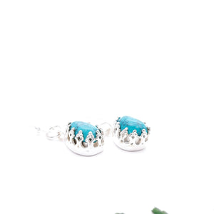 Dainty Boho Turquoise Dangle Silver Earrings, Blue Gemstone Sterling Silver Drop Earrings, Birthstone Jewelry, Bohemian Turquoise Earrings,